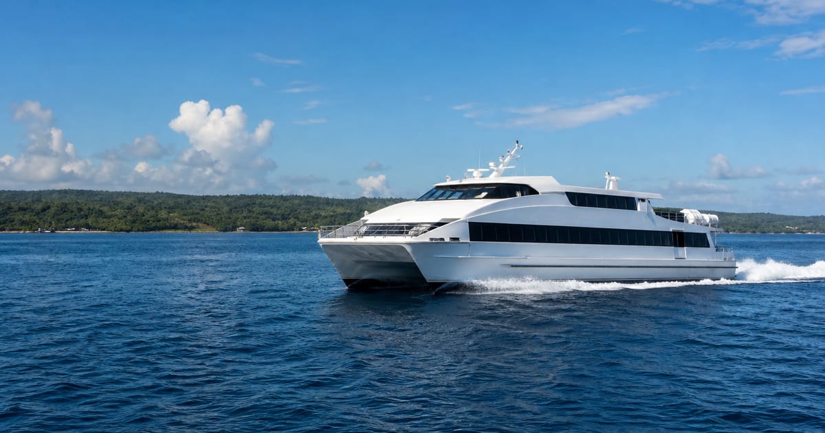 Fast passenger ferry crossing calm blue water toward Bohol